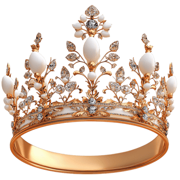 White Tiara,An exquisite white tiara adorned sparkling gems, this regal accessory symbolizes royalty and elegance, crafted to enhance charm, grace, and a majestic sense of luxury and sophistication. png