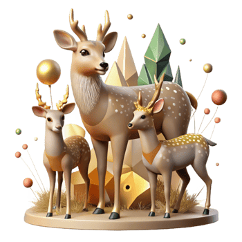 extraordinary modern Grazing Deer Family Isolated Transparent Background with Fawns genuine png