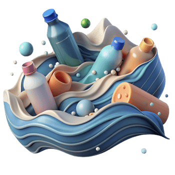 dramatic rustic Ocean Waves with Plastic Pollution Transparent Background exclusive png