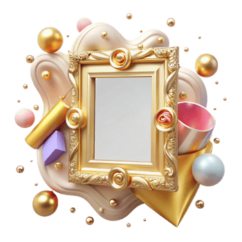 stunning contemporary Historical Painting Frame Transparent Background with Gold Detail original png