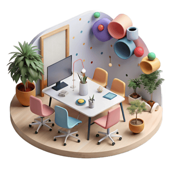 stunning classic Modern Office Space Teamwork Meeting Scene Transparent Background exclusive png