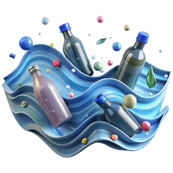 wonderful artistic Ocean Waves with Plastic Pollution Transparent Background detailed png