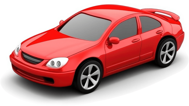 Glossy red car model, three-dimensional illustration. png