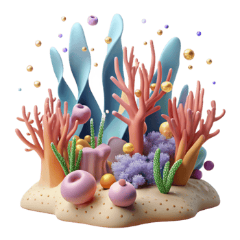 wonderful traditional Invasive Seaweed on Coral Reef Underwater Shot Transparent Background high quality png
