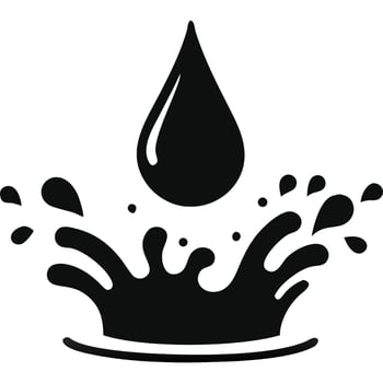 Stylish black silhouette of a water drop splashing into a puddle. vector