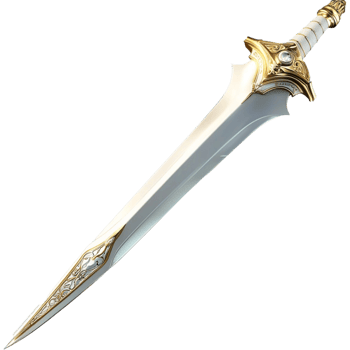 Silver dagger sky blue grip symbolic weapon of elegance precision bravery used in fantasy battle narratives or ceremonial ancient guard representation png