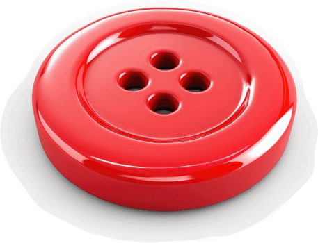 Close-up view of a circular, red button with four small holes. png
