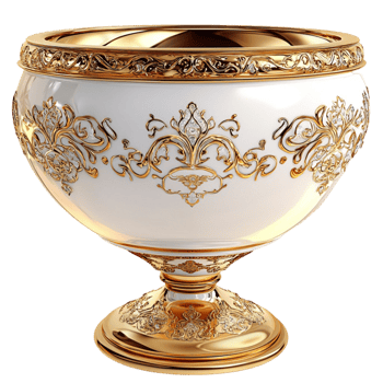 Golden Bowl Ornate Design Elegant Tableware Sophisticated Style Luxury Charm png