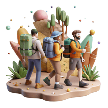 serene abstract Group Hiking Nature Trail Cutout high quality png