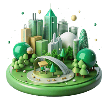 serene modern Green City with Trees and Parks Transparent Background professional png