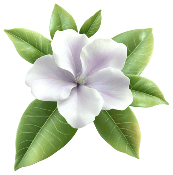 Delicate light purple magnolia flower with lush green leaves. png