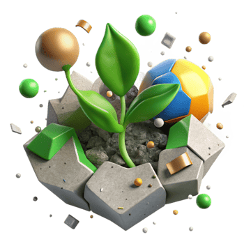 dramatic artistic Green Sprout Breaking Through Concrete original png