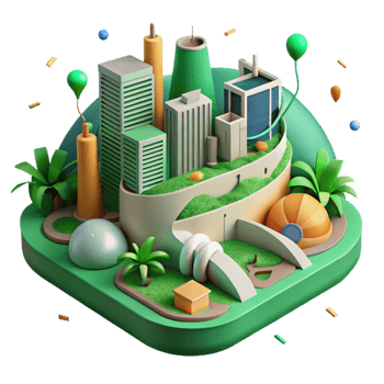 vibrant vintage Green Infrastructure Development Illustrated Cutout png