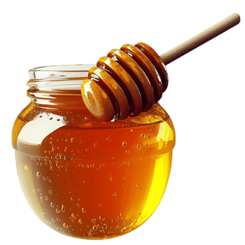 Golden Honey Jar Wooden Dipper Sweet Natural Nectar Glass Container Delicious Spread Breakfast Delight Healthy Ingredient Rustic Charm Essential png