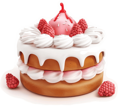 Delicate raspberry cake with whipped cream frosting. png