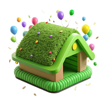 elegant vintage Green Roof Lush Vegetation Cutout premium png