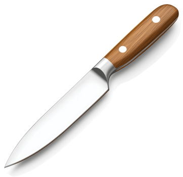 Sharp kitchen knife with a wooden handle. png
