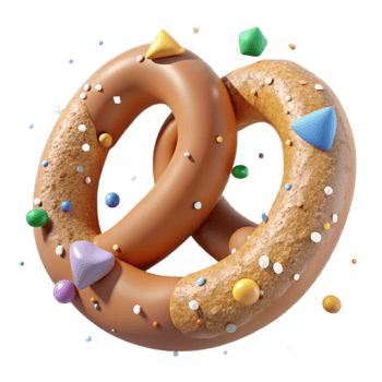 dramatic contemporary Oktoberfest Pretzel with Salt Crystals Transparent high quality png