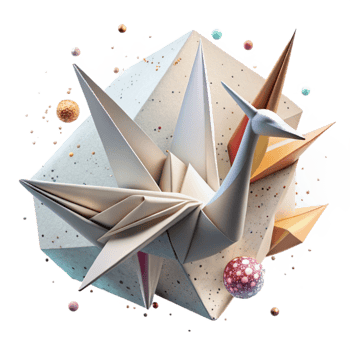 beautiful minimalist Japanese Origami Crane White Paper Transparent original png
