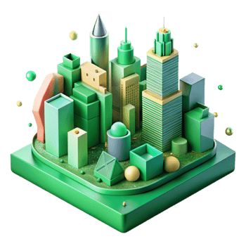 impressive traditional Green City Skyline Isometric View Cutout professional png