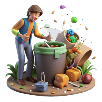 beautiful vintage Person Composting Food Scraps in Garden Isolated Background png