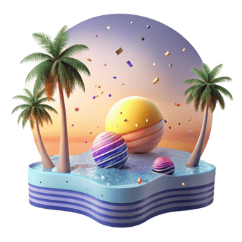 extraordinary artistic Ocean Sunset with Palm Trees Isolated exclusive png