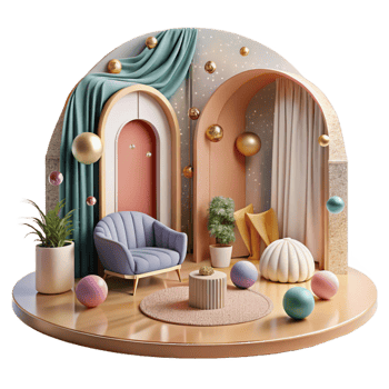 beautiful artistic One Point Perspective Interior Design Isolated high quality png