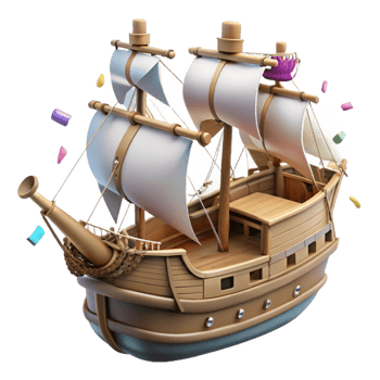 vibrant rustic Historic Ship Model Isolated Transparent Background professional png