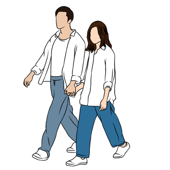 couple illustration flat style romantic valentine young style wedding fashionable casual white shirt cloth png