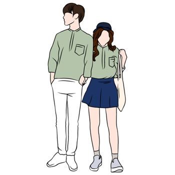 couple illustration flat style romantic valentine young style wedding fashionable green clothing png