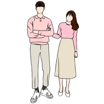 couple illustration flat style romantic valentine young style wedding fashionable pink and beige color png