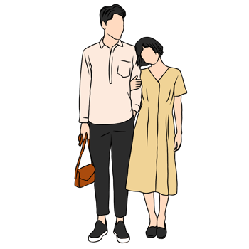 couple illustration flat style romantic valentine young style wedding fashionable creme brown cloth png