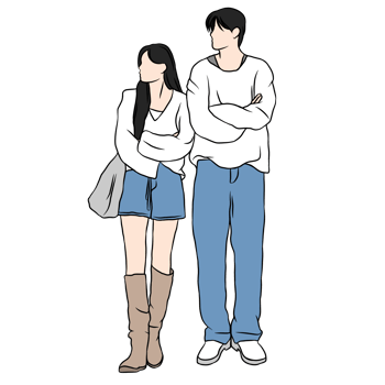 couple illustration flat style romantic valentine young style wedding fashionable white cloth png