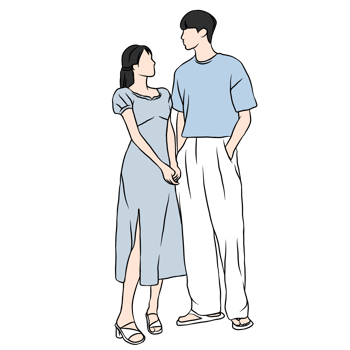 couple illustration flat style romantic valentine young style wedding fashionable wearing blue clothing png