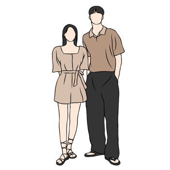 couple illustration flat style romantic valentine young style wedding fashionable brown shirt png
