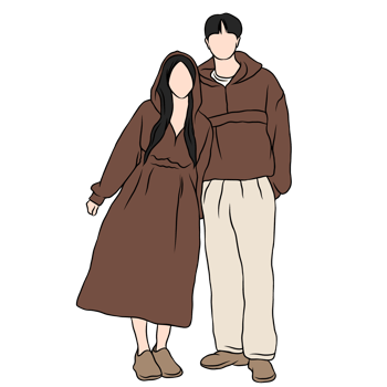 couple illustration flat style romantic valentine young style wedding using brown hoodie png