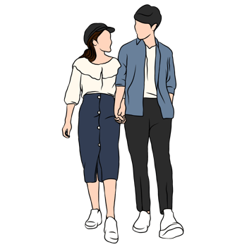 couple illustration flat style romantic valentine young style wedding fashionable casual lovers png