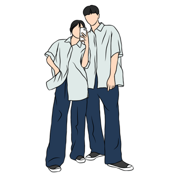 couple illustration flat style romantic valentine young style fashionable selfie png