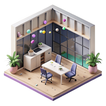 beautiful abstract Modern Office Building Interior Isometric View Cutout high quality png
