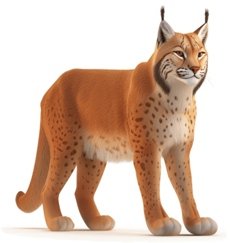 A majestic, reddish-brown lynx stands alert. png