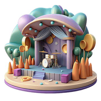 serene contemporary Outdoor Concert in City Park Isolated Element detailed png