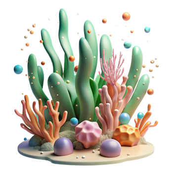 stunning classic Invasive Seaweed on Coral Reef Underwater Shot Transparent Background high quality png