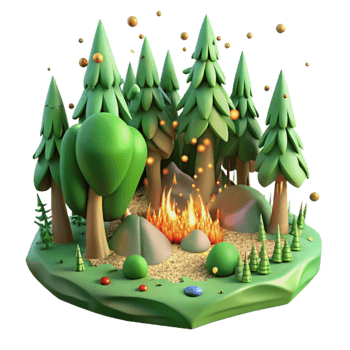 elegant abstract Green Forest Regrowth After Fire Isolated exclusive png