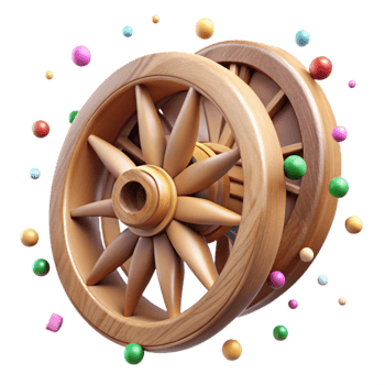 serene contemporary Old Carriage Wheel Cutout Transparent Background with Wooden Spokes png