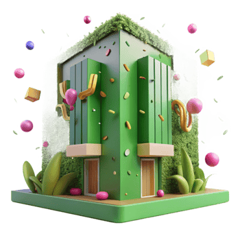 beautiful abstract Green Building with Vertical Garden Cutout png