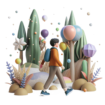 elegant modern Person Walking Through Forest Cutout Silhouette png