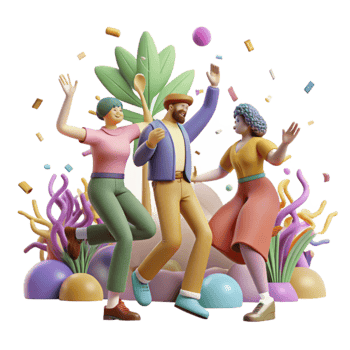 serene creative Group Dancing at Celebration in Park Transparent Background exclusive png