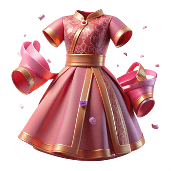 serene classic Pink Hmong Dress with Intricate Embroidery Transparent Background detailed png