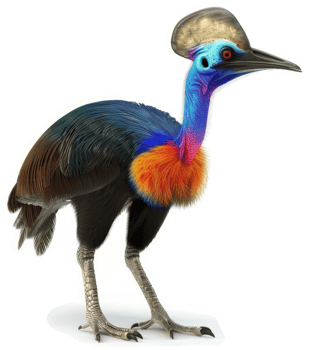 Vivid illustration of a magnificent cassowary. png