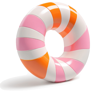 Vibrant circular candy with striped design. png